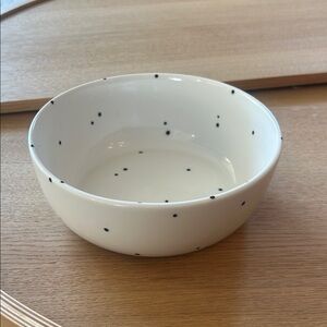 White Ceramic Dog Bowl with Black Dots